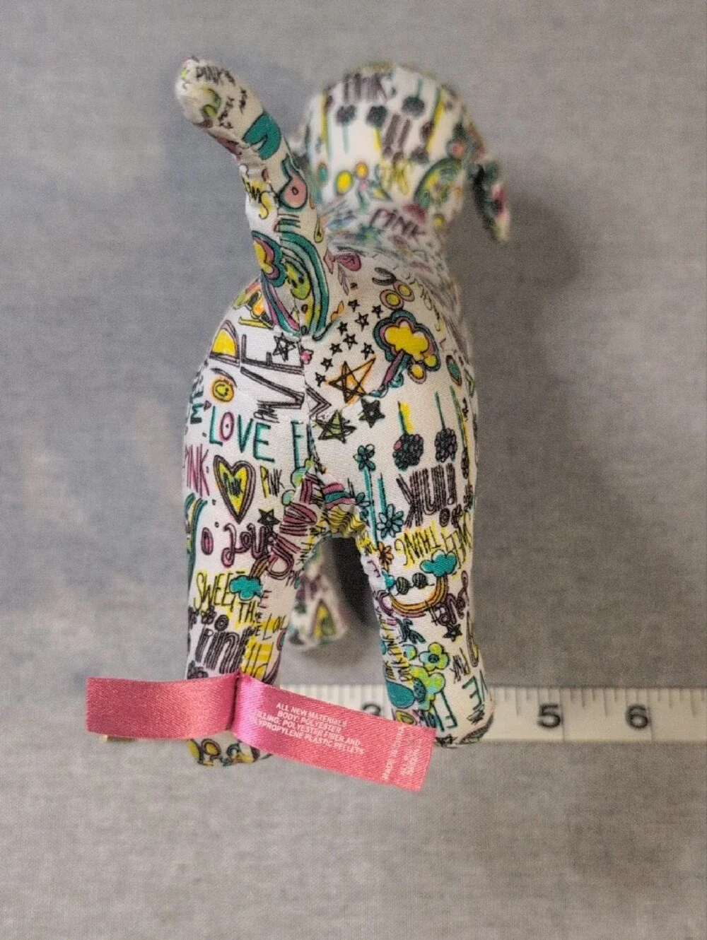 Victoria’s Secret PINK Dog Plush Doodle Print Stuffed Animal 8” Toy